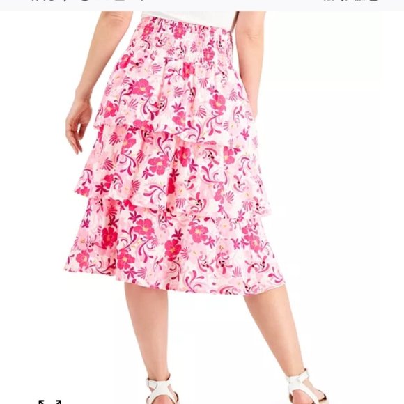 INC Concepts Marleney Garden pink tiered skirt made for Macy's - Picture 6 of 10